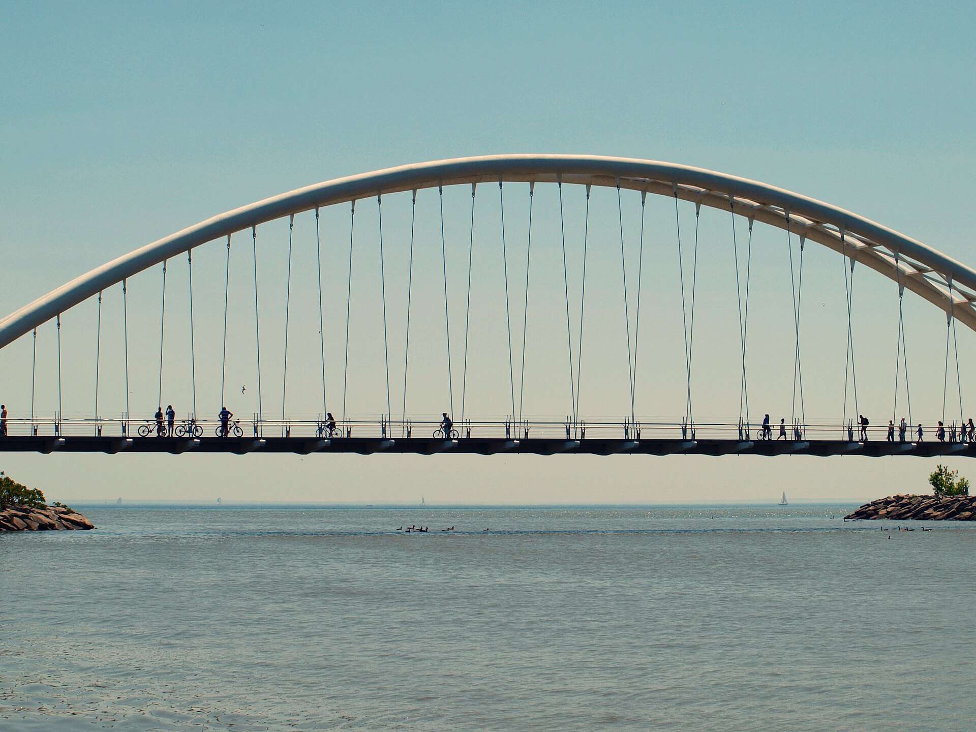 The Humber Bay Arch Bridge over the Humber River at the Etobicoke lakeshore
